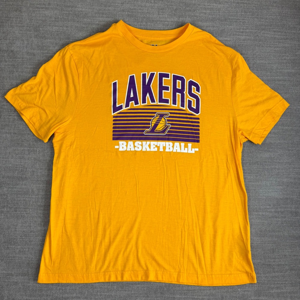 NBA Los Angeles Lakers Basketball T-Shirt Gold TX3 Cool Mens XL